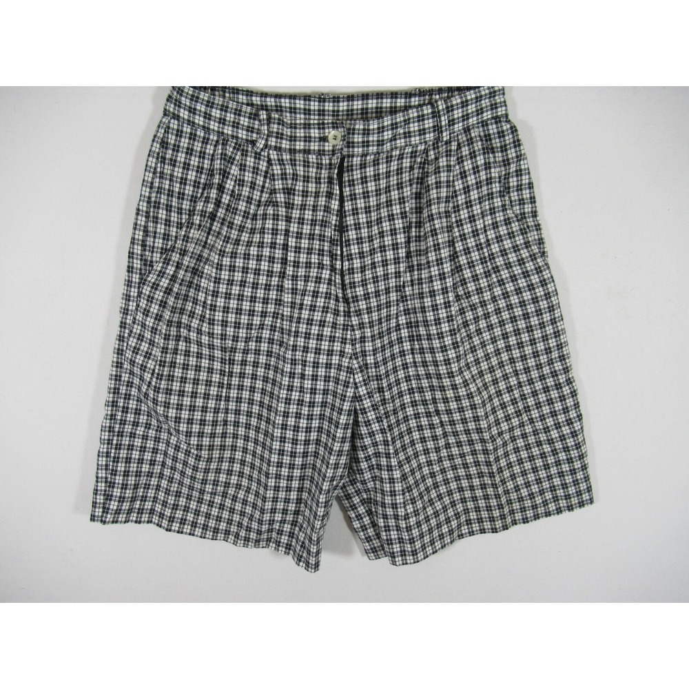 Vintage 90s Jantzen Pleated High Rise Mom Shorts Women 10 Plaid 80s